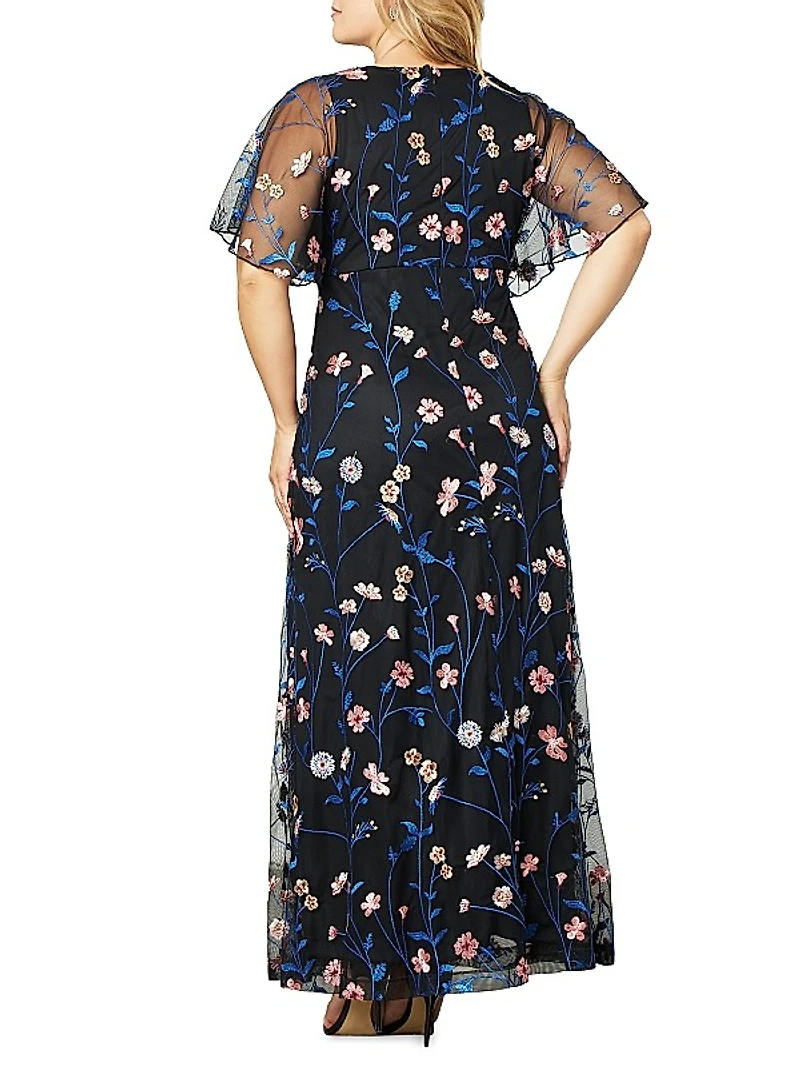 Embroidered Elegance Floral Gown