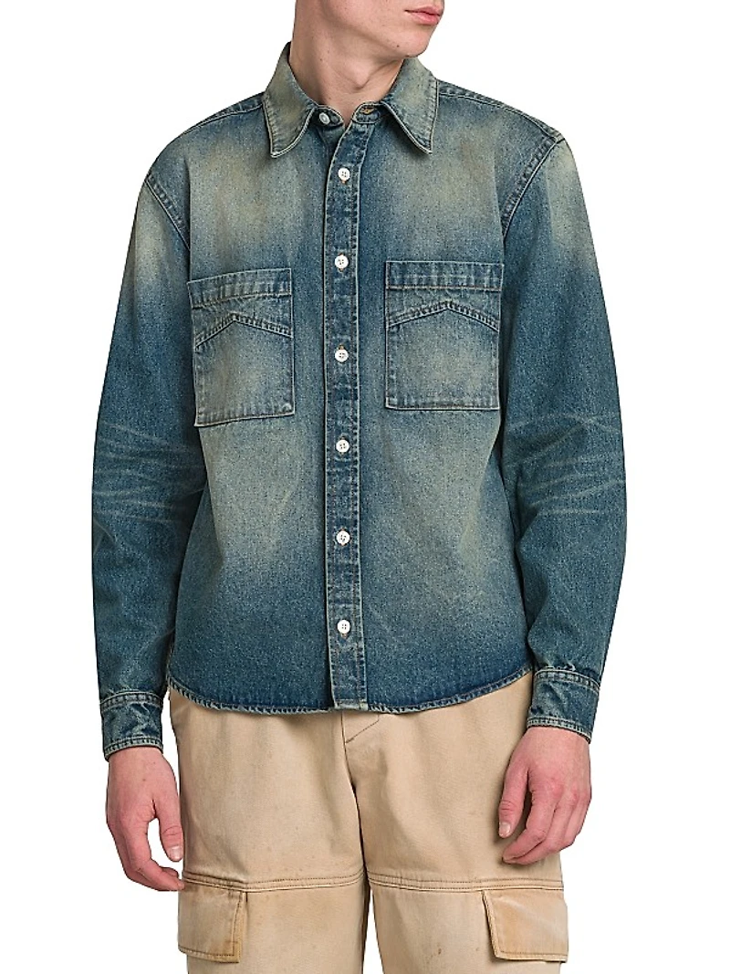 Denim Button-Front Shirt