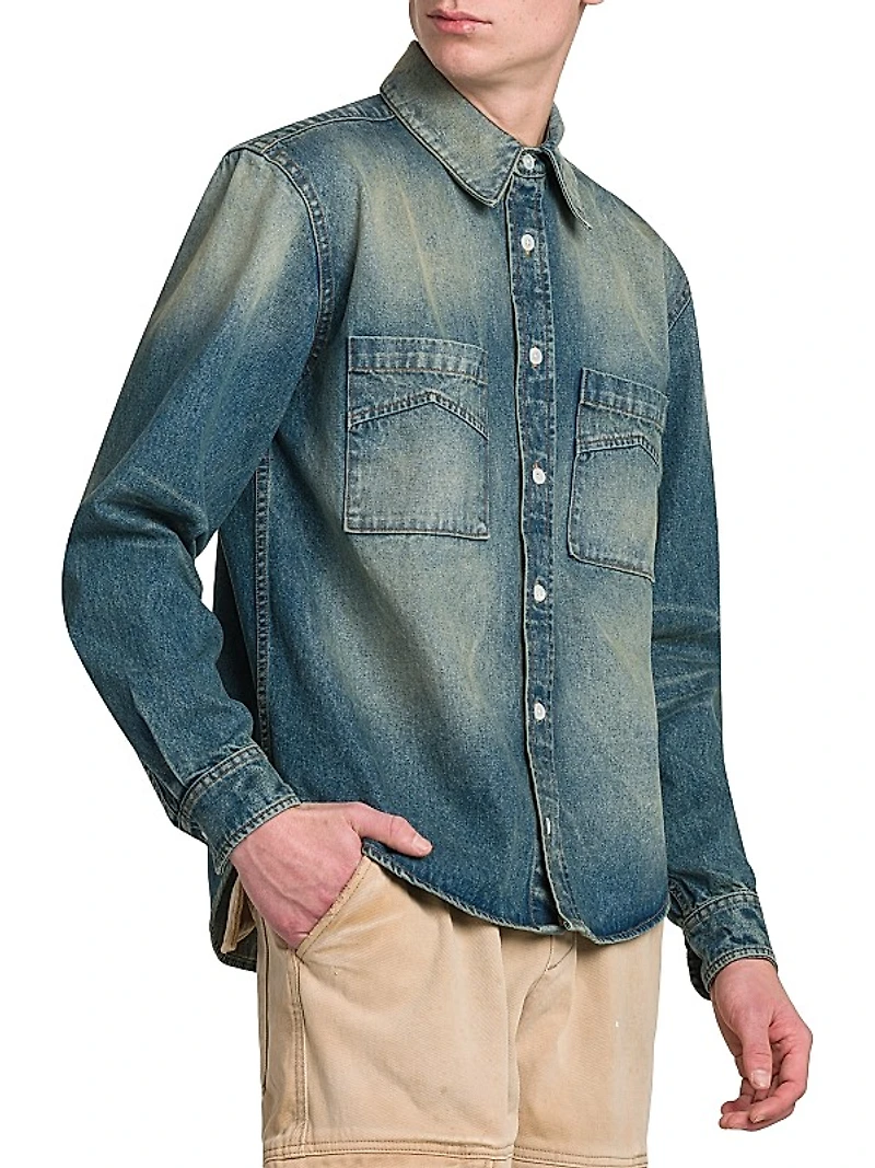 Denim Button-Front Shirt