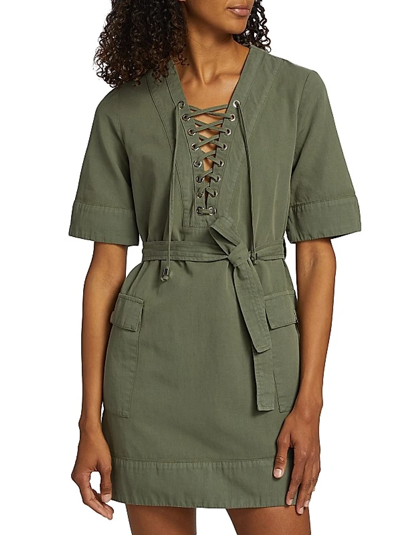 Dorise Belted Lace-Up Minidress