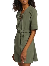 Dorise Belted Lace-Up Minidress