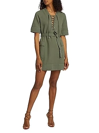 Dorise Belted Lace-Up Minidress
