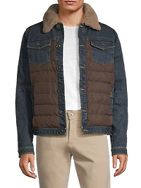 Shearling-Trimmed Denim Jacket