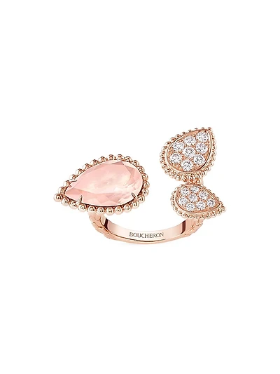 Serpent Bohème 18K Rose Gold, Pink Quartz & 0.49 TCW Diamond Cuff Ring