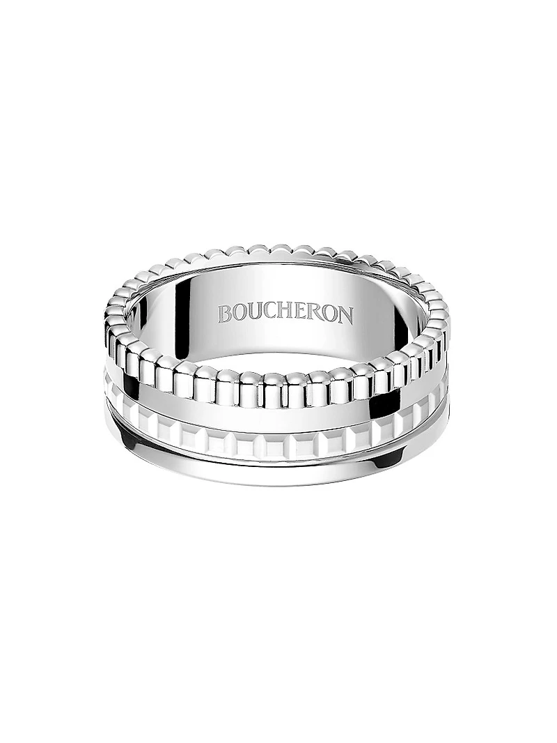 Quatre White Edition 18K Gold & HyCeram Ring