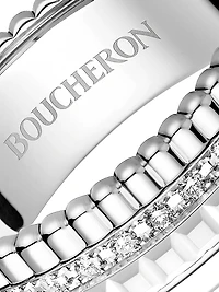 Quatre White Edition 18K Gold, HyCeram & 0.26 TCW Diamond Ring