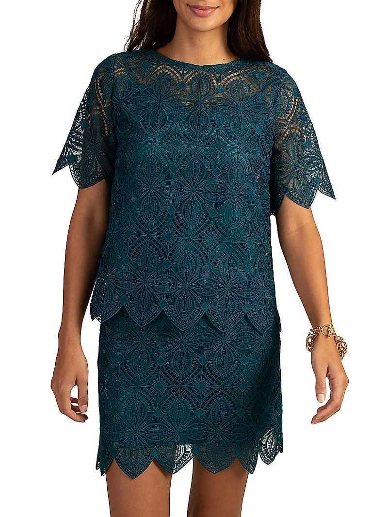 Khalida Short-Sleeve Lace Top