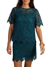 Khalida Short-Sleeve Lace Top