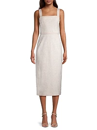 Geometric Linen-Blend Sheath Dress