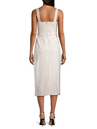 Geometric Linen-Blend Sheath Dress