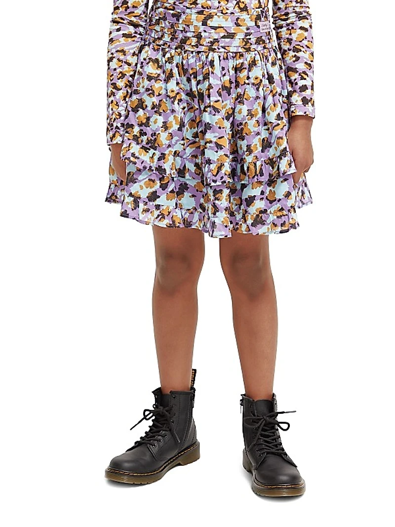 Girl's Leopard Print Mini Skirt