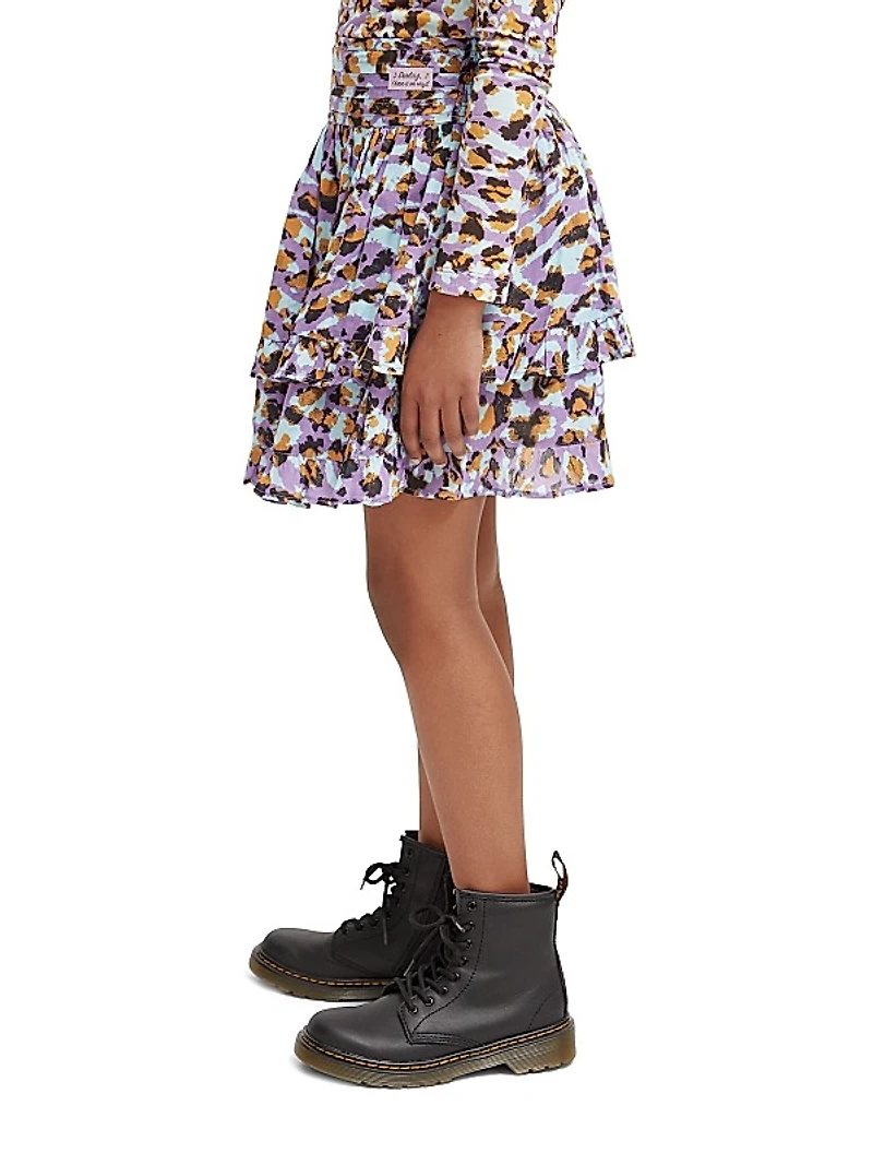 Girl's Leopard Print Mini Skirt