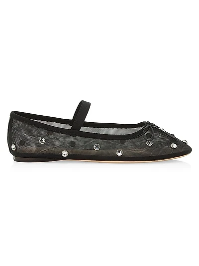 Leonie Crystal Mesh Ballet Flats