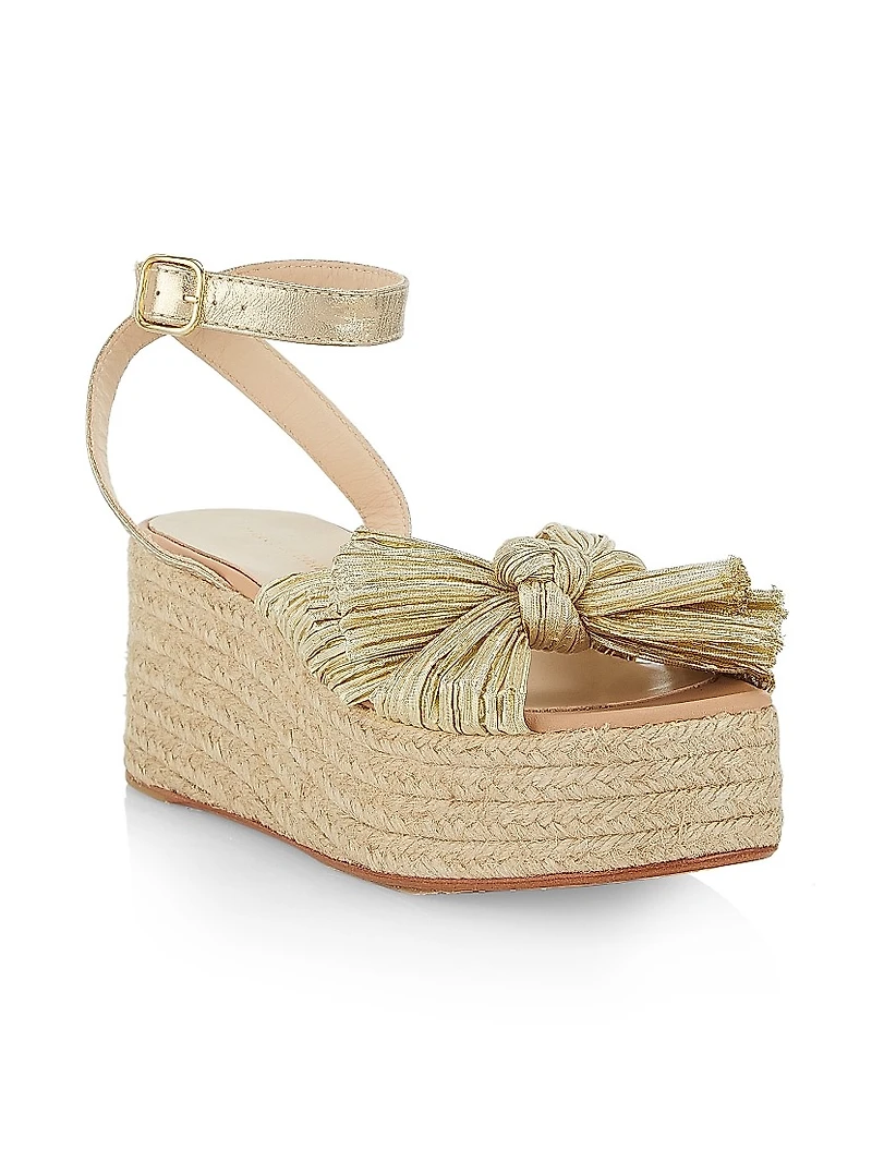 Gaby Pleated Bow Espadrille Sandals