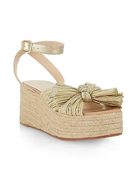 Gaby Pleated Bow Espadrille Sandals