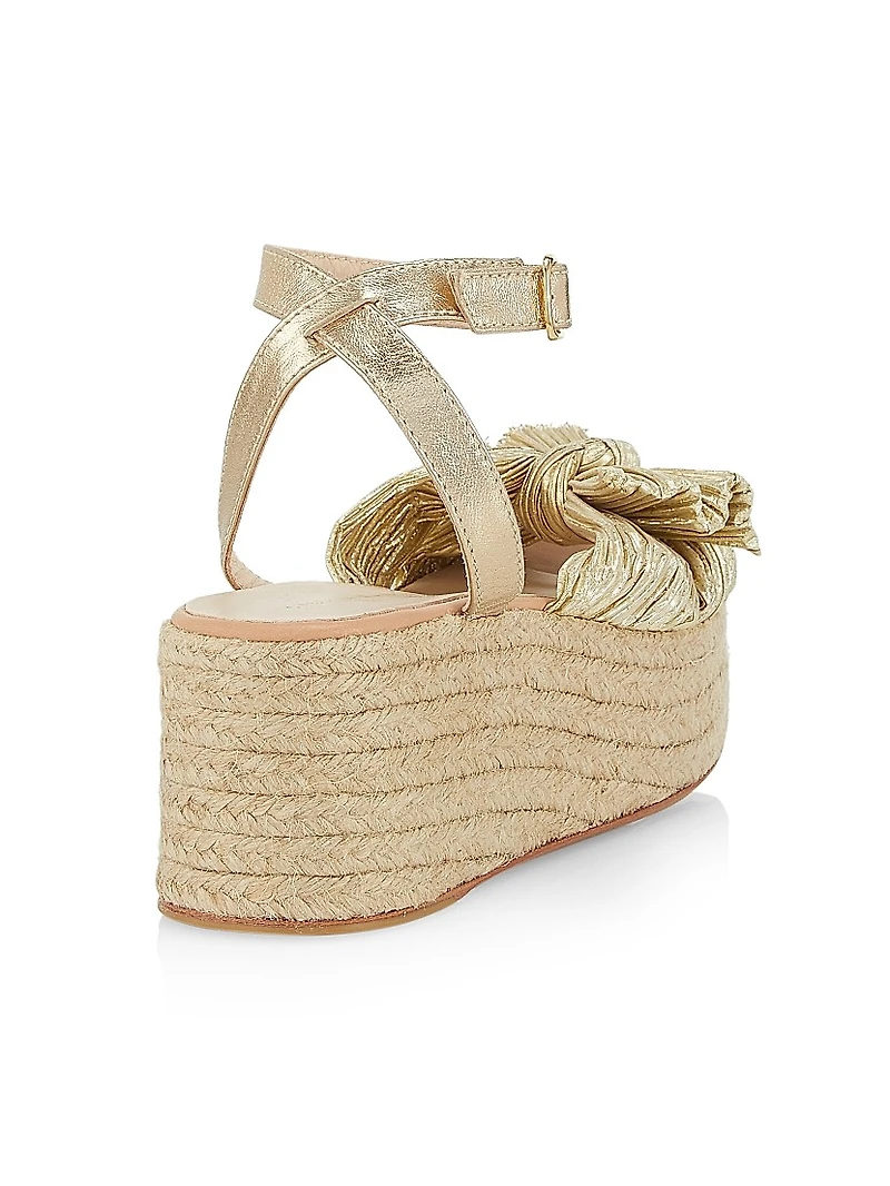 Gaby Pleated Bow Espadrille Sandals