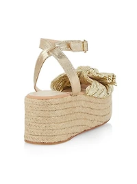 Gaby Pleated Bow Espadrille Sandals