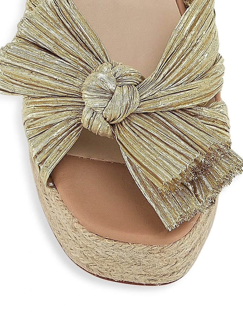 Gaby Pleated Bow Espadrille Sandals