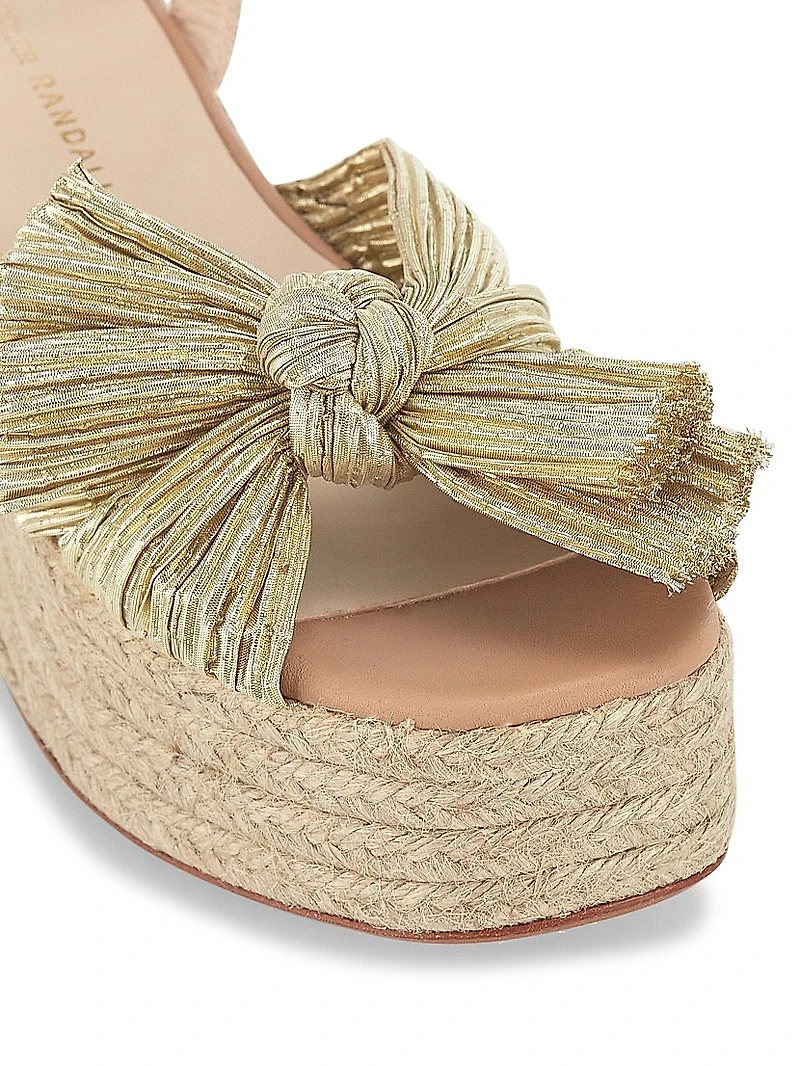 Gaby Pleated Bow Espadrille Sandals