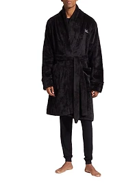 COLLECTION Plush Embroidered-Logo Robe
