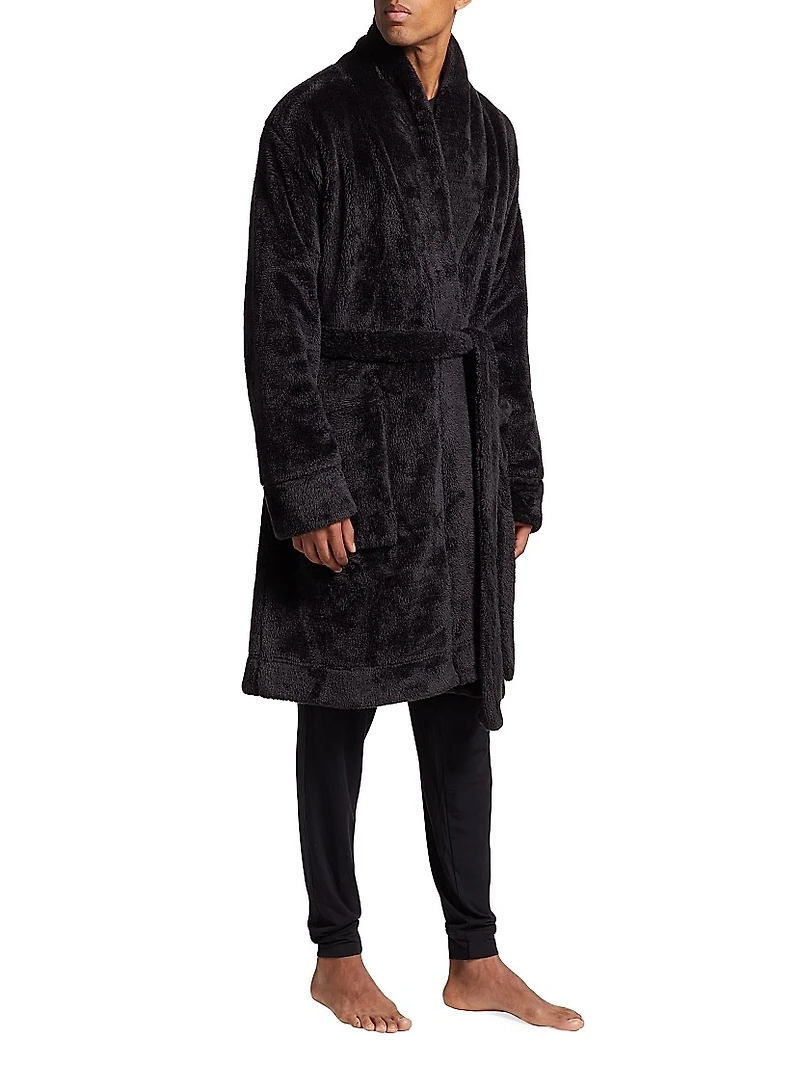 COLLECTION Plush Embroidered-Logo Robe