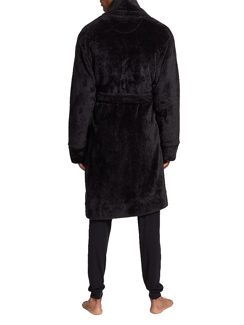 COLLECTION Plush Embroidered-Logo Robe