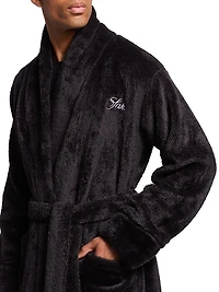 COLLECTION Plush Embroidered-Logo Robe