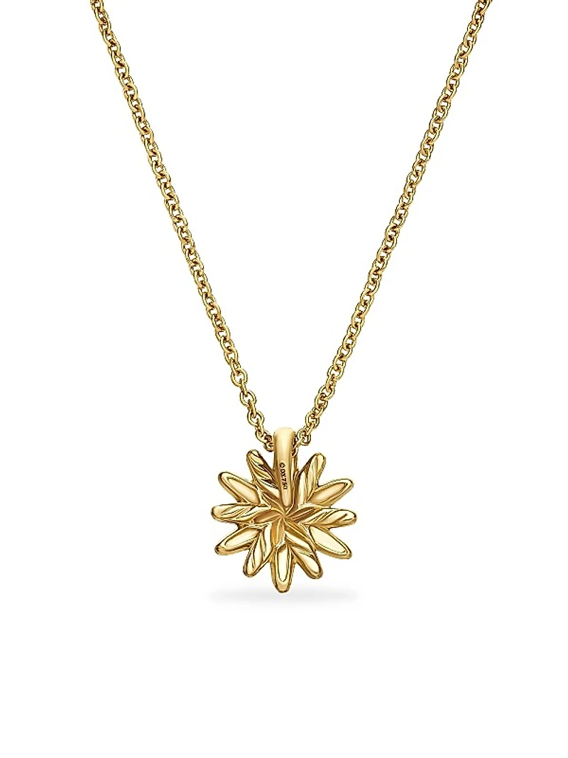 Petite Starburst Pendant Necklace in 18K Yellow Gold with Diamonds, 10.5mm
