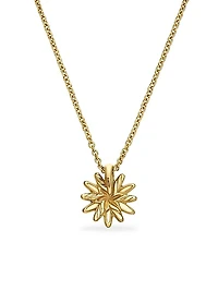 Petite Starburst Pendant Necklace in 18K Yellow Gold with Diamonds, 10.5mm