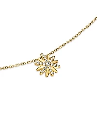 Petite Starburst Pendant Necklace in 18K Yellow Gold with Diamonds, 10.5mm