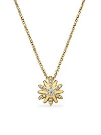Petite Starburst Station Necklace In 18K Yellow Gold With Diamonds