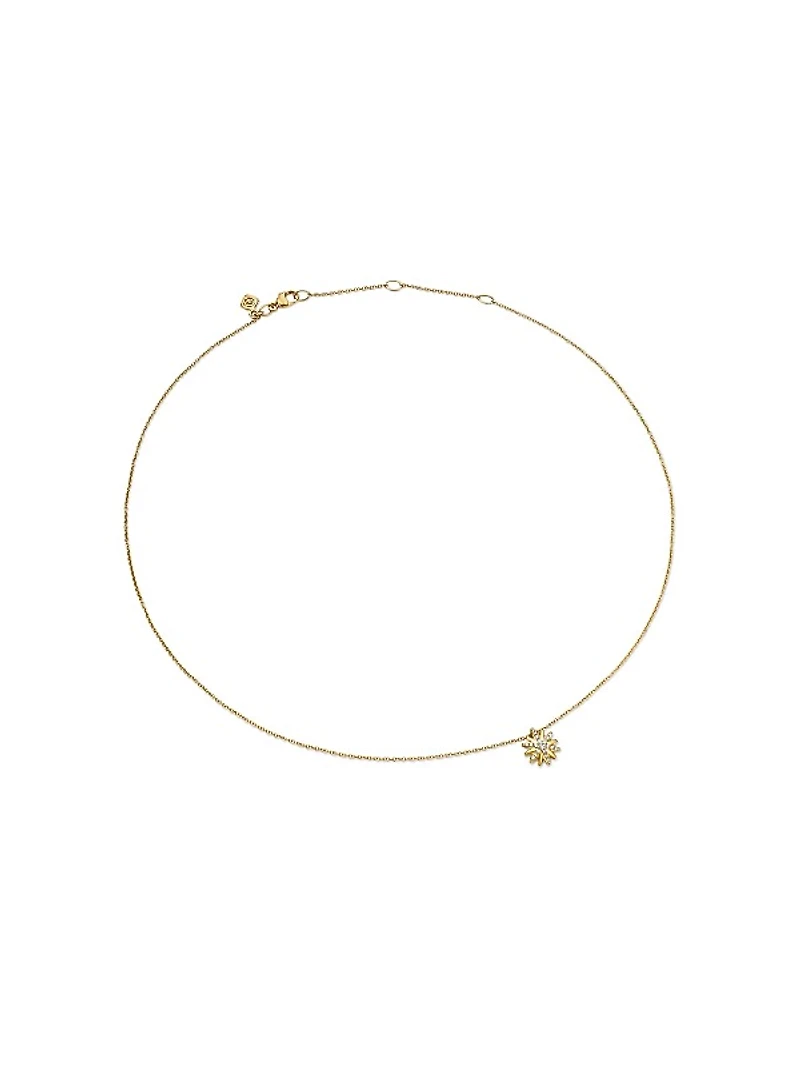 Petite Starburst Station Necklace In 18K Yellow Gold With Diamonds