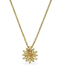 Petite Starburst Station Necklace In 18K Yellow Gold With Diamonds