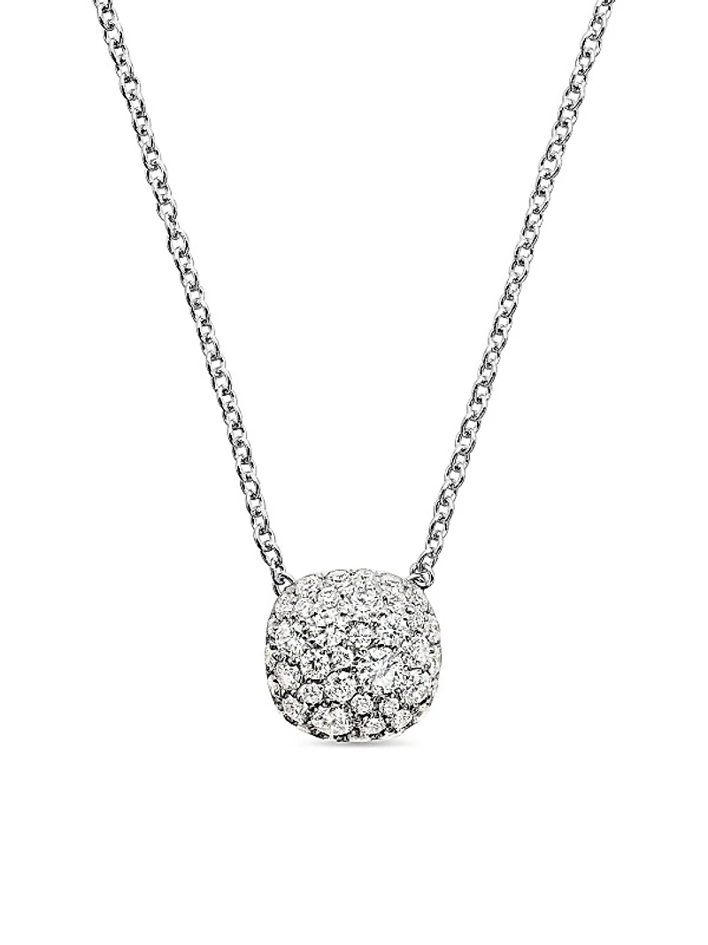 Cushion Pendant Necklace in 18K White Gold