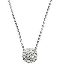 Cushion Pendant Necklace in 18K White Gold
