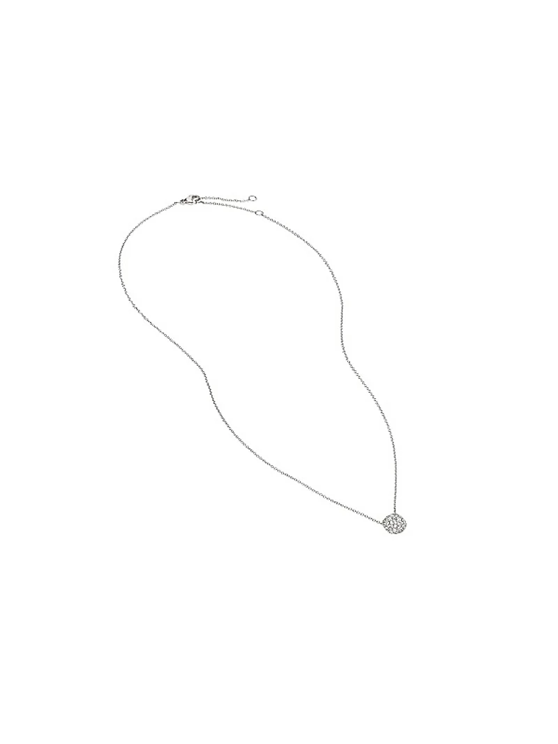 Cushion Pendant Necklace in 18K White Gold