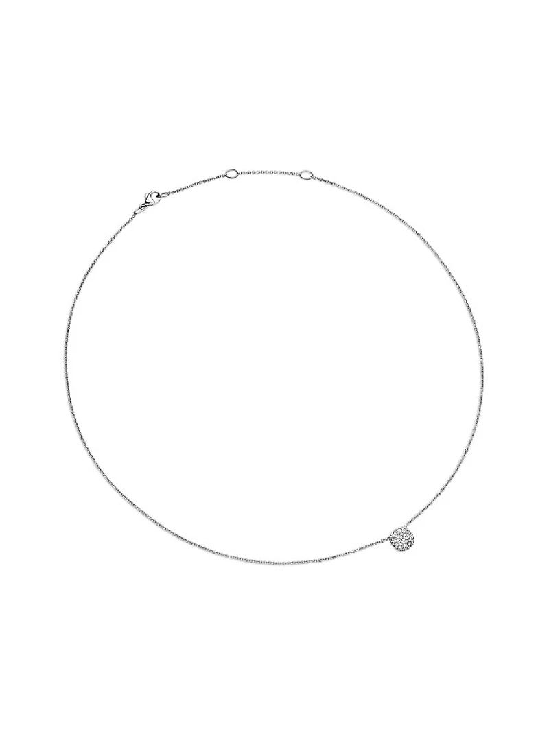 Cushion Pendant Necklace in 18K White Gold