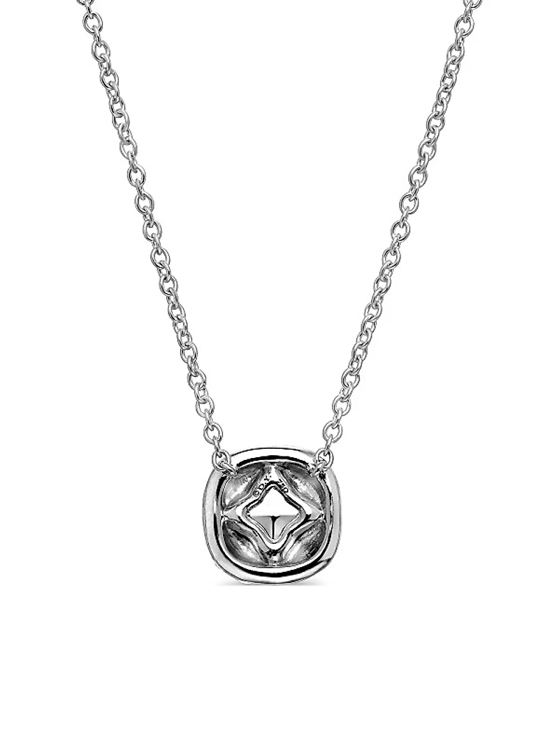 Cushion Pendant Necklace in 18K White Gold