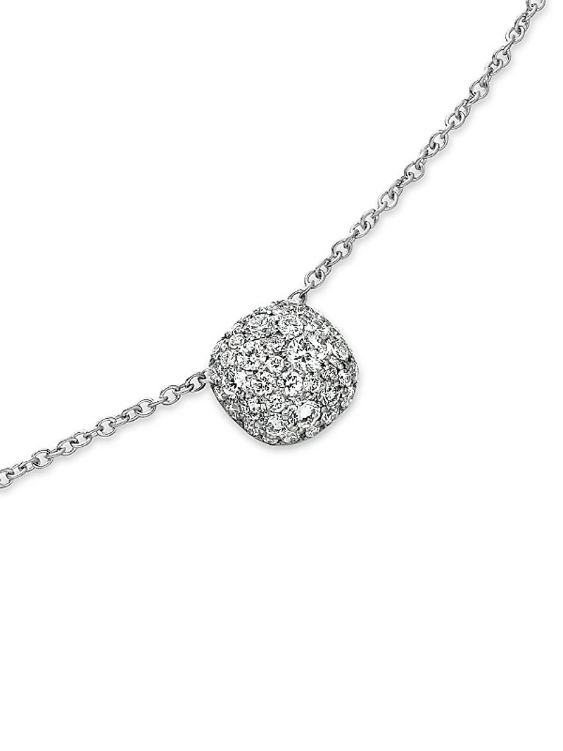 Cushion Pendant Necklace in 18K White Gold