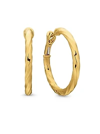 Cable Edge Hoop Earrings in 18K Yellow Gold, 1.5in