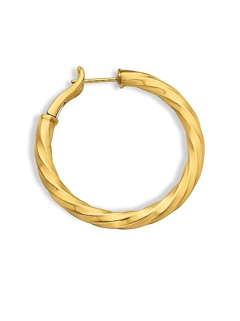 Cable Edge Hoop Earrings in 18K Yellow Gold, 1.5in
