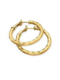 Cable Edge Hoop Earrings in 18K Yellow Gold, 1.5in