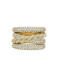 Pavé Four Row Ring in 18K Yellow Gold