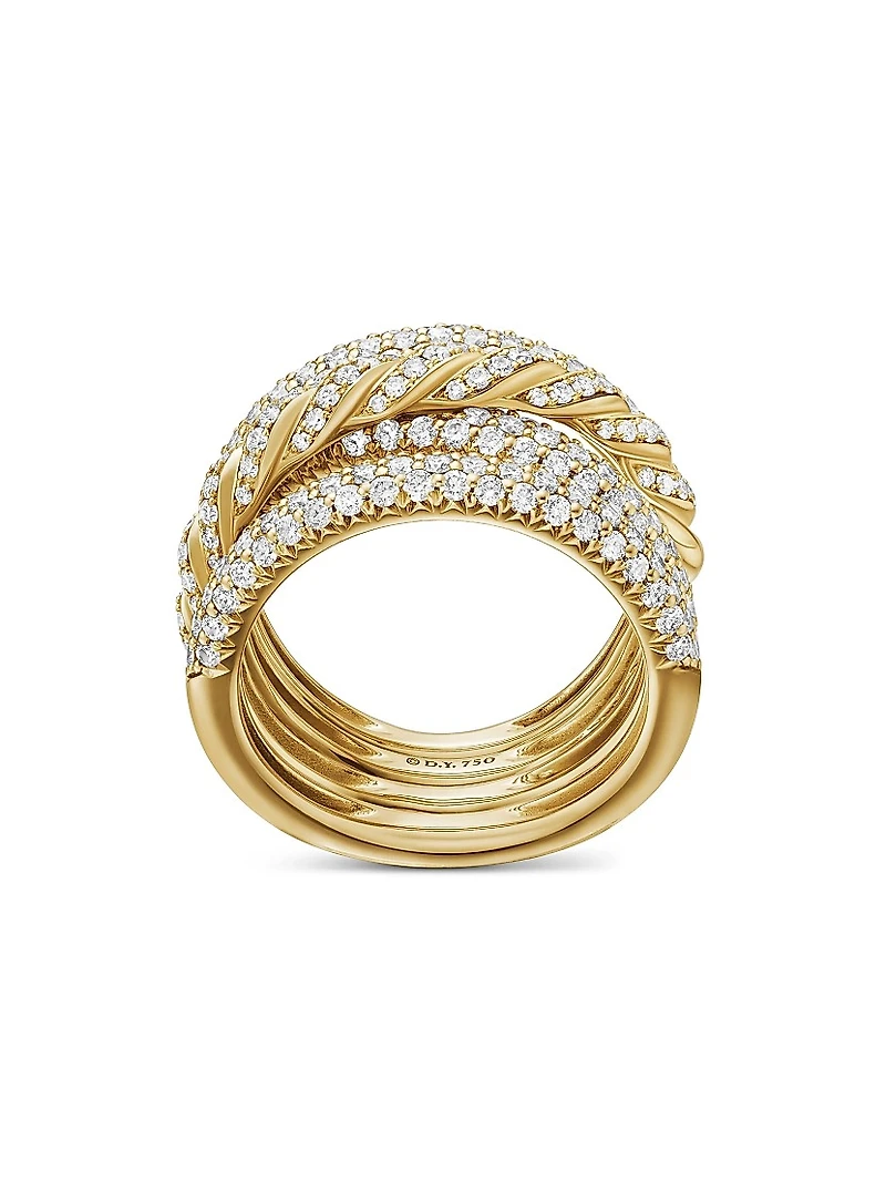 Pavé Four Row Ring in 18K Yellow Gold