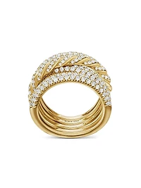 Pavé Four Row Ring in 18K Yellow Gold