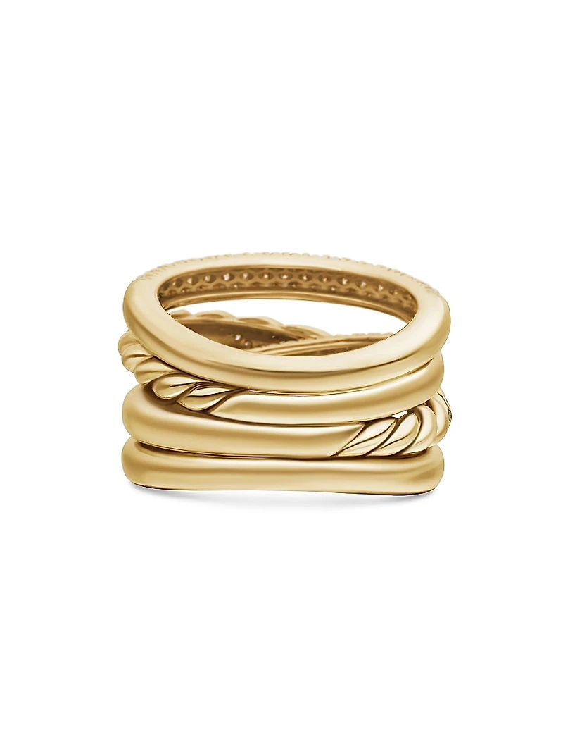Pavé Four Row Ring in 18K Yellow Gold