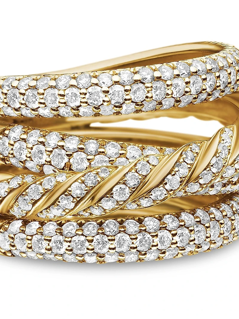 Pavé Four Row Ring in 18K Yellow Gold