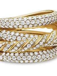 Pavé Four Row Ring in 18K Yellow Gold