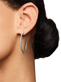 Pavé Hoop Earrings in Sterling Silver with Diamonds