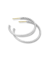 Pavé Hoop Earrings in Sterling Silver with Diamonds